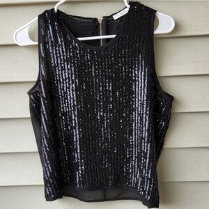 Classy Sequin night Sleeveless black top/  size S